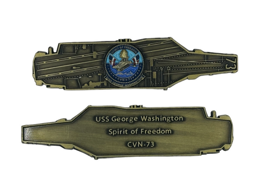 USS George Washington (CVN - 73) US Navy Challenge Coin - Carrier Shape