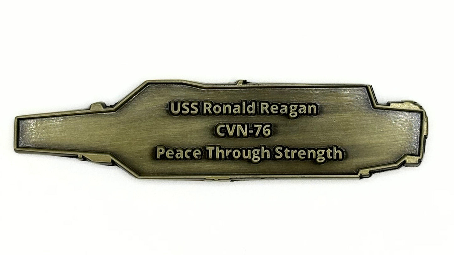 USS Ronald Reagan  (CVN-76)  Challenge Coin - US Navy Carrier Shape