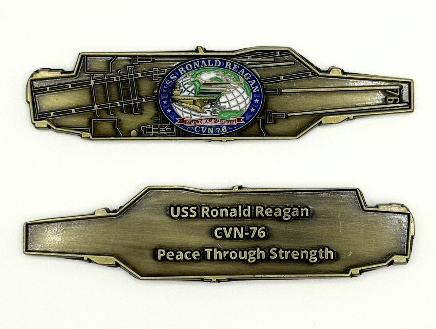 USS Ronald Reagan  (CVN-76)  Challenge Coin - US Navy Carrier Shape