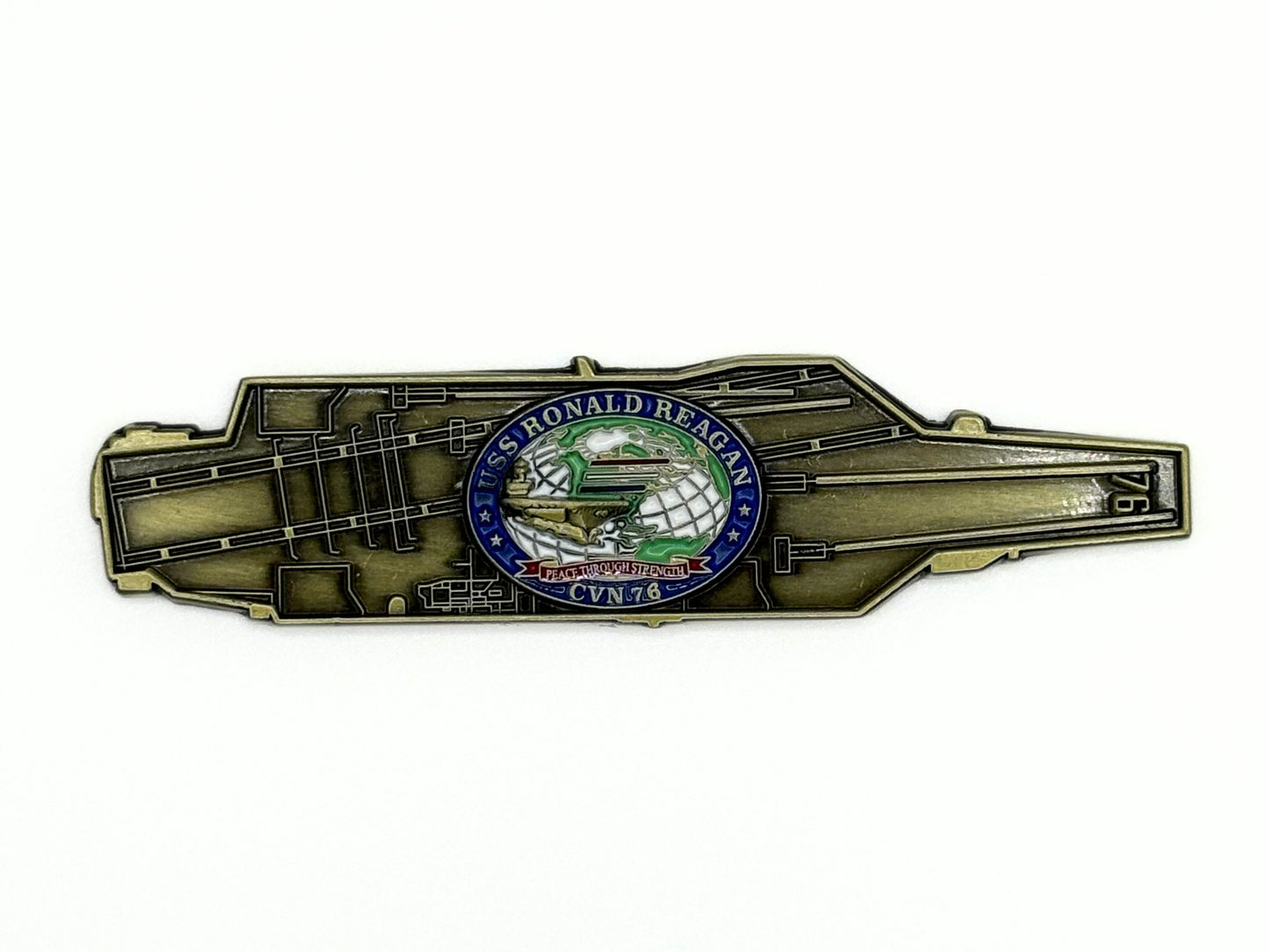 USS Ronald Reagan  (CVN-76)  Challenge Coin - US Navy Carrier Shape