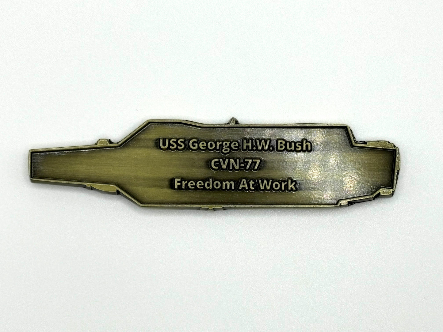 USS George H. W. Bush  (CVN-77)  Challenge Coin - US Navy Carrier Shape