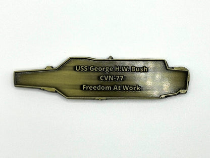 USS George H. W. Bush  (CVN-77)  Challenge Coin - US Navy Carrier Shape