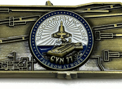 USS George H. W. Bush  (CVN-77)  Challenge Coin - US Navy Carrier Shape