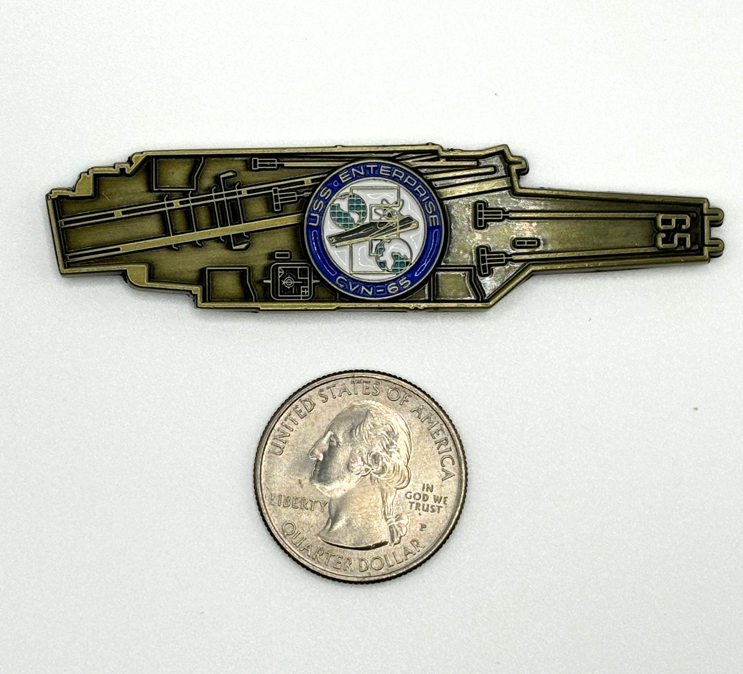 USS Enterprise (CVN-65) - Navy Challenge Coin - Carrier Shape