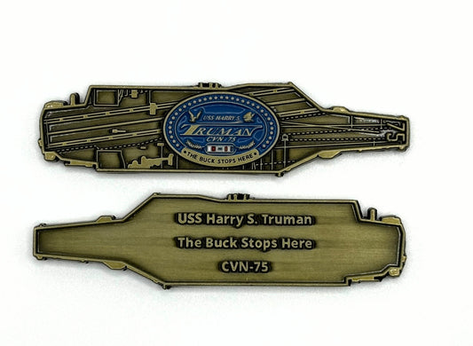 USS Harry S. Truman  (CVN-75)  Challenge Coin - U.S. Navy Carrier Shape